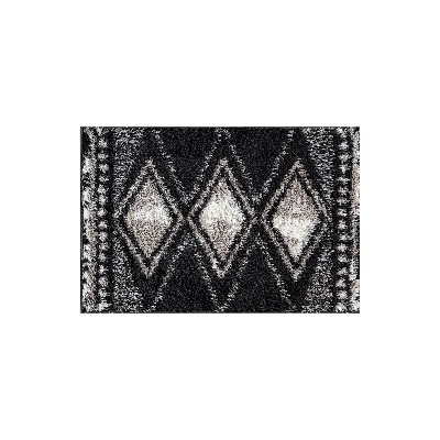 World Rug Gallery Geometric Grid Shag Rug – Anthracite Dark Gray – Medium Pile – Durable for Living Room, Bedroom, or Entryway