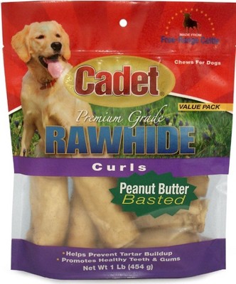 Cadet Peanut Butter Rawhide Curls (1 lb Pack)