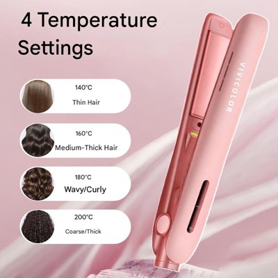 Hachikiko 2-in-1 Hair Straightener & Curler - Negative Ion Hair Care, Compact Portable Styling Tool for Dorm Room Use