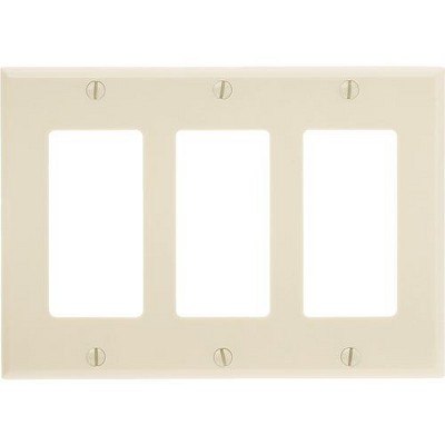 Leviton Decora 3-Gang Smooth Plastic Rocker Decorator Wall Plate, Ivory