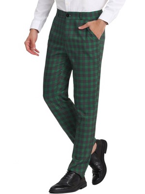 Lars Amadeus Men's Plaid Regular Fit Formal Business Dress Pants