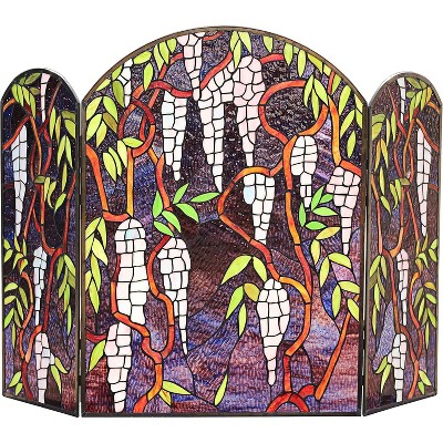 Chloe Lighting Corinth Tiffany-Style Stained Glass Grape Design Fireplace Screen 42" Wide