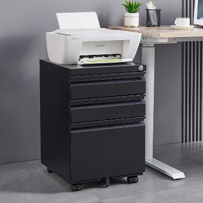 NicBex 3 Drawer Mobile File Cabinet with Casters,Office Cabinet with Handle Free Design and Lock,Modern Cabinet,Filing Cabinet for Home Office