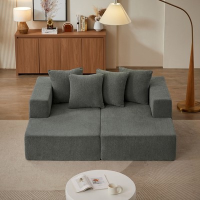 NicBex Modern Oversized Sofa Bed Chenille Sleeper Sofa with 4 Pillows for Living Room and Office