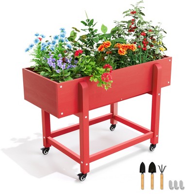 Arceso Raised Garden Bed with Wheels,  HDPS Elevated Planter Box with Tools, Weather Resistant, Standing Growing Bed Herb Planter for Vegetable