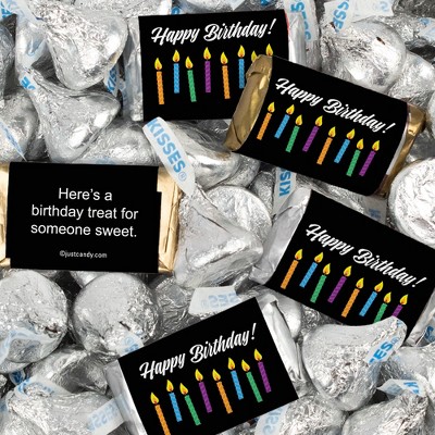 124 Pcs Birthday Candy Party Favors Hershey's Miniatures & Kisses by Just Candy (1.52 lbs) - Candles