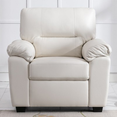 Faux Leather Armchair Upholstered Cushion Accent Sofa Chair for Living Room -Morden Fort