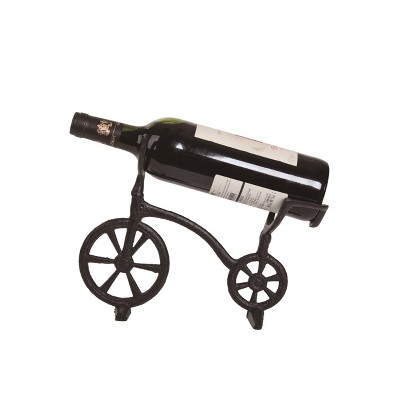 Transpac 11 Inch Black Metal Bike Wine Bottle Holder Stylish Tabletop Rack for Indoor Use and Gift Giving