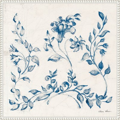 Amanti Art Swedish Tile IV Blue by Cheri Blum Framed Canvas Wall Art