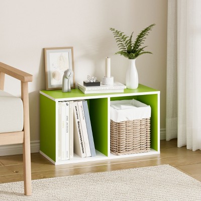 HOMLUX 2-Cube Bookcase Floor Open Wooden Storage Bookshelf Toy Organizer, Multiple Colors