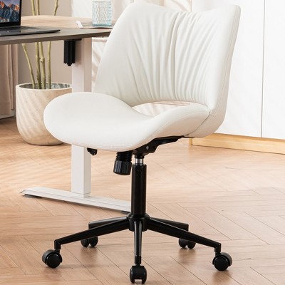 YOUNIKE Swivel Office Chair Modern Adjustable Desk Executive Task Chair Leather Rolling Side Vanity Chair 24.41"Wx25.2"Dx(29.92-33.07)"H