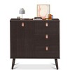 Costway Sideboard Entryway Console Table w/ Display Cabinet Brown Home - 2 of 4
