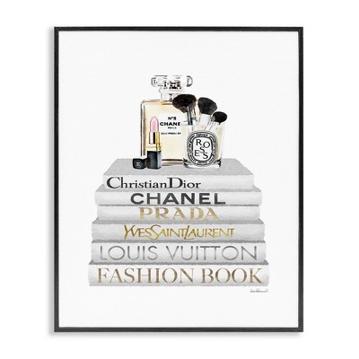 Stupell Industries Bookstack with Makeup Accessories, 16" x 20"
