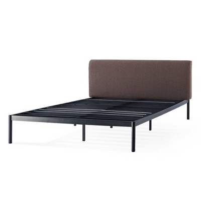 Bree Metal Platform Bed with Curved Upholstered Headboard - Mellow