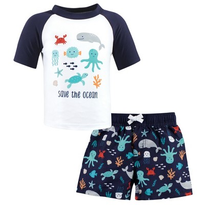 Hudson Baby Boys Swim Rashguard Set, Sea Characters