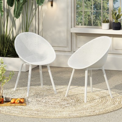 DSVIMOY Gable Dining Chair, 2-Piece Patio Chairs for Garden, Balcony, White, 23.23"*23.23"*32.68"