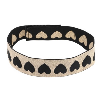 Unique Bargains Heart Wig Edge Fixing Headband 23.62"x1.57" Black Champagne 1 Pc