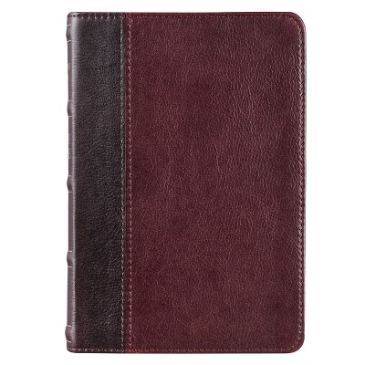 KJV Compact Bible Two-Tone Brown/Brandy Full Grain Leather - (Leather Bound)