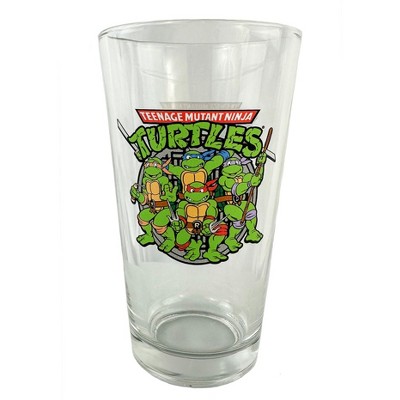 Teenage Mutant Ninja Turtles Leonardo Donatello Raphael Michelangelo 16oz Pint Drinking Glass Clear