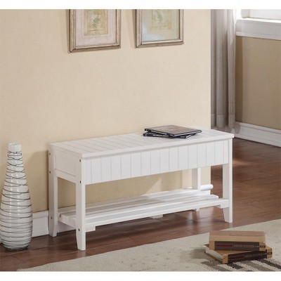 Airsurfer Quality Solid Wood Shoe Bench with Storage, White