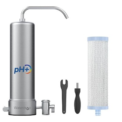 Waterdrop Alkaline Countertop Water Filter with 1 Extra Replacement Filter Stainless Steel