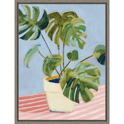 Amanti Art Plant on Pink II by Victoria Borges Canvas Wall Art Print Framed 18 x 24-in.