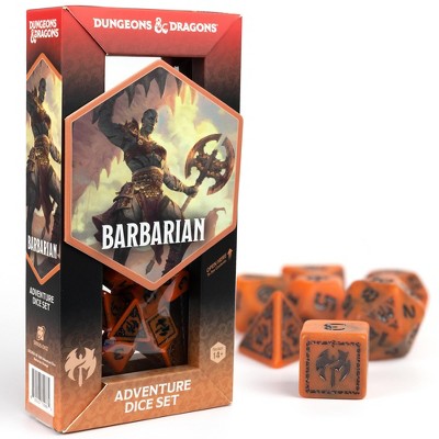 Dungeons & Dragons D&D Adventure Dice: Barbarian - Orange, 15pc RPG Set