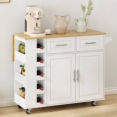 Bella Depot 46.46''W Kitchen Island Cart with 2 Door Cabinet