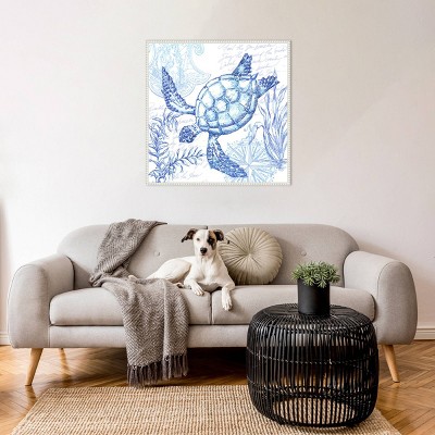Amanti Art Coastal Sketchbook Turtle by Tre Sorelle Studios Framed Canvas Wall Art Print