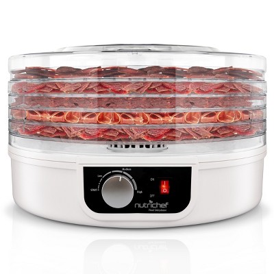 NutriChef Electric Countertop Food Dehydrator, Food Preserver (White)