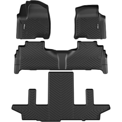 Custom Fit Floor Mats Compatible with 2021-2025 Chevrolet /G M C  XL with 2nd Row Bucket Seats, Black TPE All-Weather Car Floor Liners