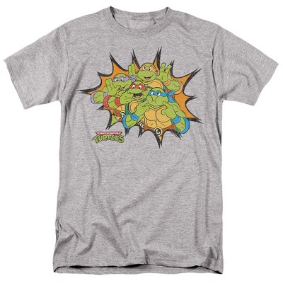 Teenage Mutant Ninja Turtles Funny Face Turtles Adult T Shirt  Athletic Heather
