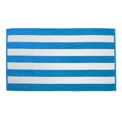 TowelSoft Premium Cabana Stripe 100% Cotton Terry Velour Beach Towel 35 inch x 60 inch