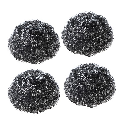 Unique Bargains Kitchen Cleaning Household Round Stainless Steel Scrubbers Pad 2.4 Inch Dia Silver Tone 4 Pcs