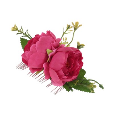 Unique Bargains Women's Portable Simulated Flowers Hair Clips Comb 1 Pc