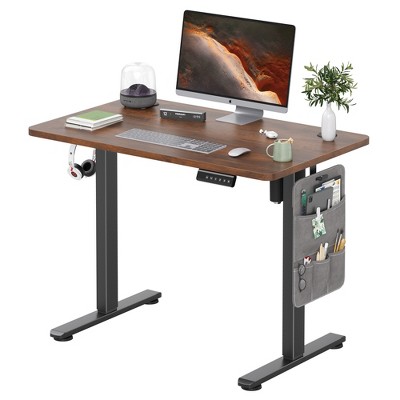GlasFlength Desk, Standing Desk with Splicing Board, Adjustable Height for Study Room, Game Room, Office, Brown, 100"*60"*71"
