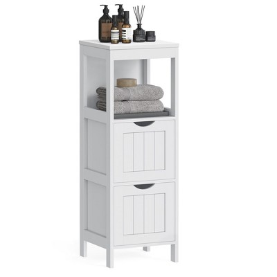 VASAGLE Bathroom Floor Cabinet, Bathroom Storage Organizer Rack Stand, Multifunctional Corner Unit, 2 Drawers, 35 Inches in Height