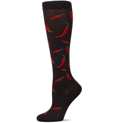 Memoi Chili Pepper 8-15 mmHg Graduated Bamboo Compression Socks Black 9-11