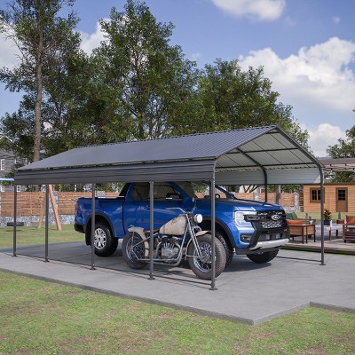 12x20 FT Metal Carport with Galvanized Steel Roof, Outdoor Carport Canopy for Car Boat SUV, Heavy Duty Car Shelter for All Weather-Koiai
