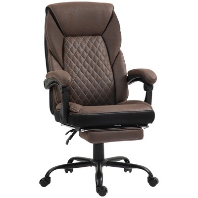 HOMCOM Executive Office Chair with Footrest, High Back Desk Chair, Reclining Swivel Chair, Height Adjustable