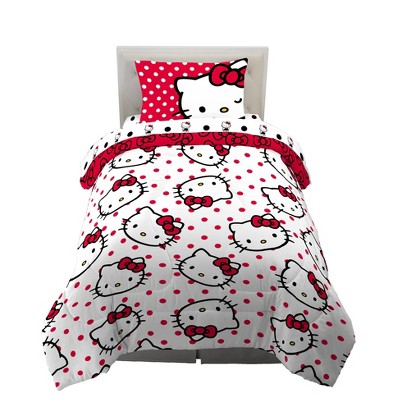 Hello Kitty Kids' Bed in a Bag: Twin Comforter Set, Multicolored, Polyester, Machine Washable, Sanrio Licensed