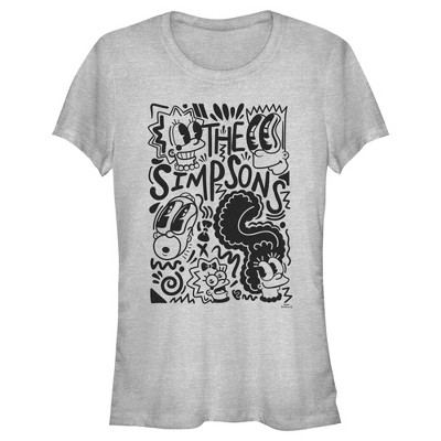 Juniors Womens The Simpsons Classic Pop Art Family T-Shirt