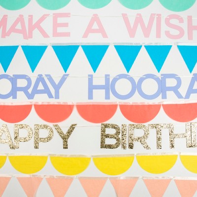 Meri Meri Rainbow Birthday Garland Set (10' with excess cord - Pack of 1)