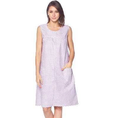 Casual Nights Women's Zipper Front House Dress Sleeveless Seersucker Housecoat Duster Lounger