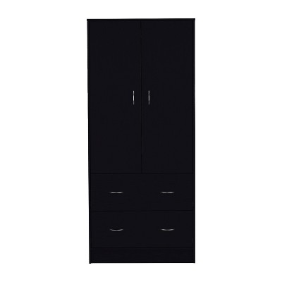 TIRAMISUBEST Black Armoire - 71" High-Capacity Wardrobe with 2 Doors & Drawers | Modern Closet Organizer