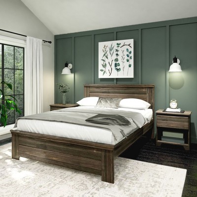 Plank+Beam Farmhouse Queen Bed with Panel Headboard, Solid Wood Platform Bed