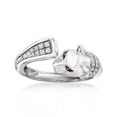 Ross-Simons 0.25 ct. t.w. White and Black Diamond Panther Ring in Sterling Silver