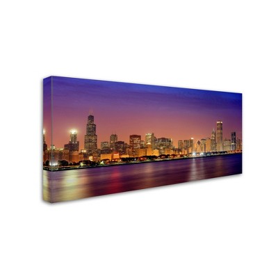 Trademark Fine Art - Mike Jones Photo Chicago Dusk full skyline Matted Framed Art