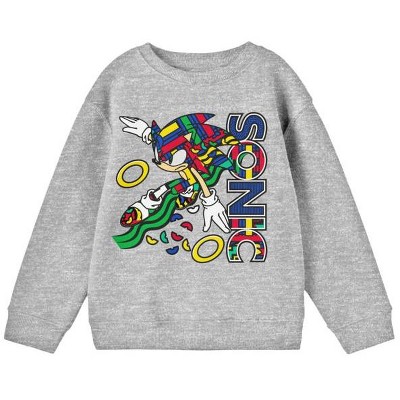 Sonic The Hedgehog Modern Pop Art Youth Boys Athletic Gray Sweatshirt