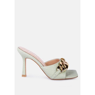 Mermaid Quilted Metallic Chain Embellished Sandals Women
